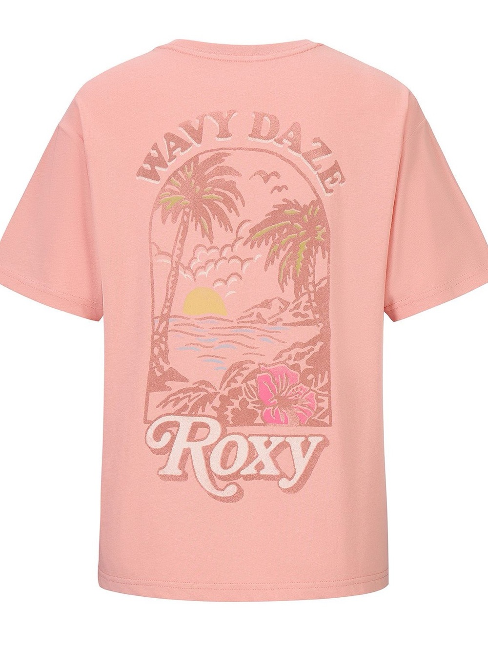 Roxy Pink Tropical 'Wavy Daze' Graphic Tee Size 8-10